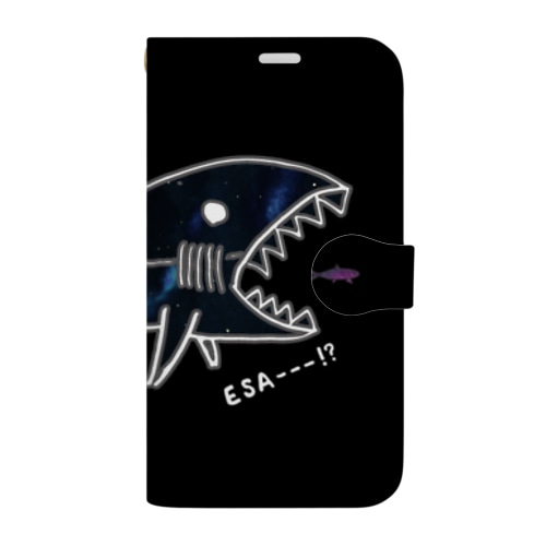 サメとイワシ(ブラック) Book-Style Smartphone Case
