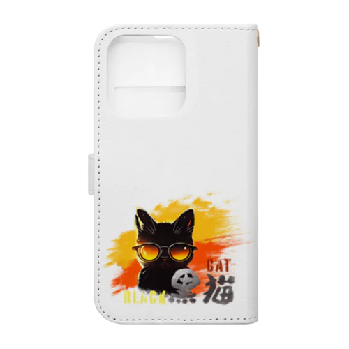 サングラス黒猫【スマホケース類】 手帳型スマホケース