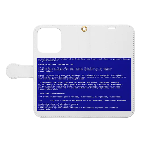 一番コワいヤツ　ブルースクリーン 手帳型スマホケース