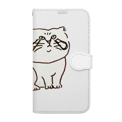 ワンポイントまぬるねこ Book-Style Smartphone Case