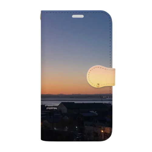 201910281640000　港の夕焼け Book-Style Smartphone Case