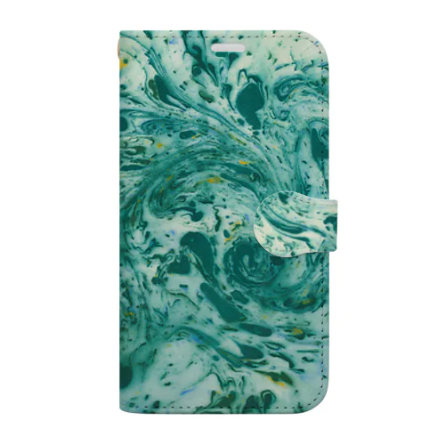 Ebru Green 手帳型スマホケース