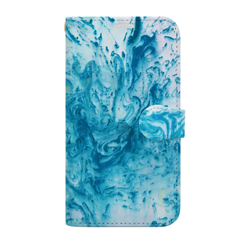 Ebru　light blue 手帳型スマホケース