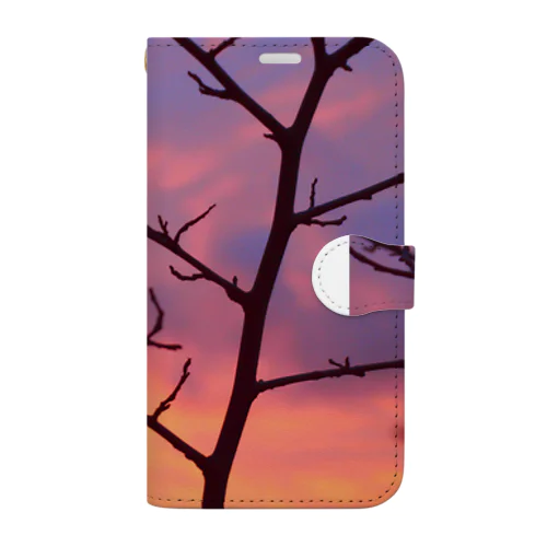 夕焼けシルエット Book-Style Smartphone Case