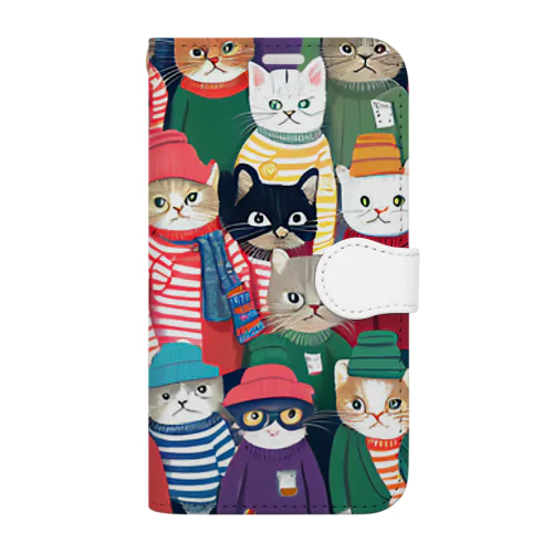 猫の大群 Book-Style Smartphone Case