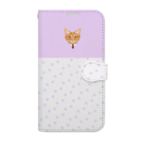 【むらさき】わんぽいんとれおんくん Book-Style Smartphone Case