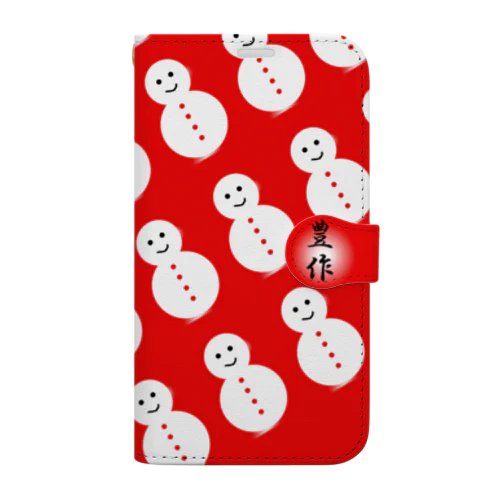 豊作　雪ダルマ Book-Style Smartphone Case