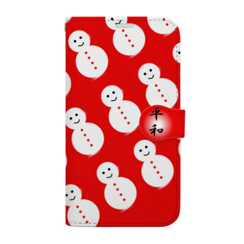 平和　雪ダルマ Book-Style Smartphone Case