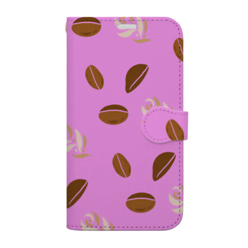 コーヒービーンズ　ピンク Book-Style Smartphone Case