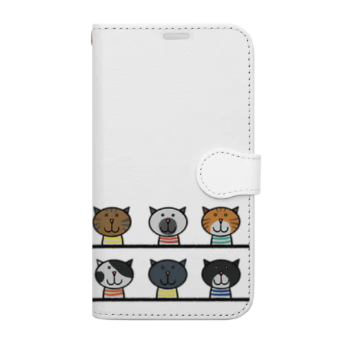 せいぞろいするねこ 手帳型スマホケース