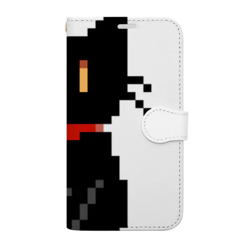 ドット絵おすわり黒猫 Book-Style Smartphone Case