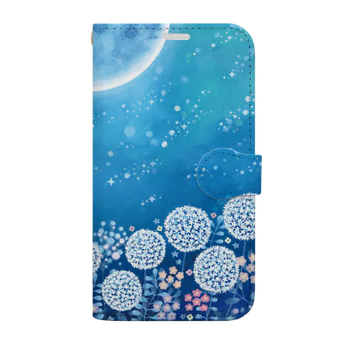 青い月とアリウム Book-Style Smartphone Case