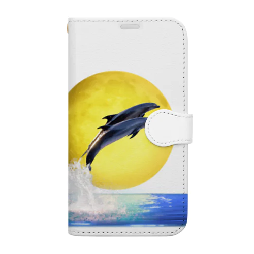 dolphin jump _ full moon Book-Style Smartphone Case