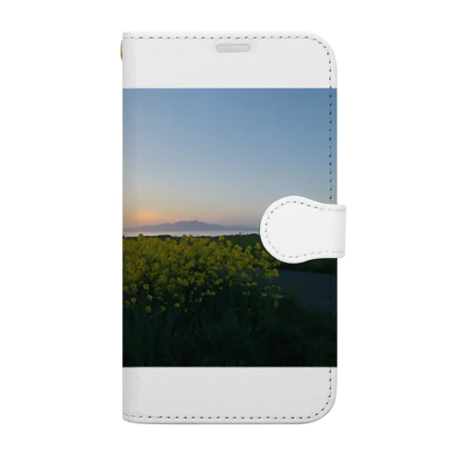 菜の花と夕陽 Book-Style Smartphone Case