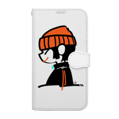 ツリ目さん/オレンジニット帽 Book-Style Smartphone Case