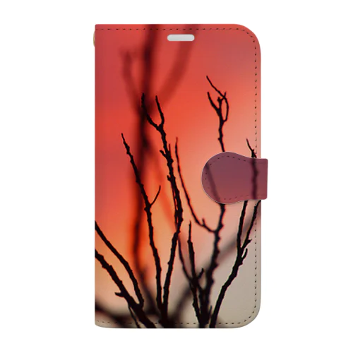 夕焼けシルエット Book-Style Smartphone Case