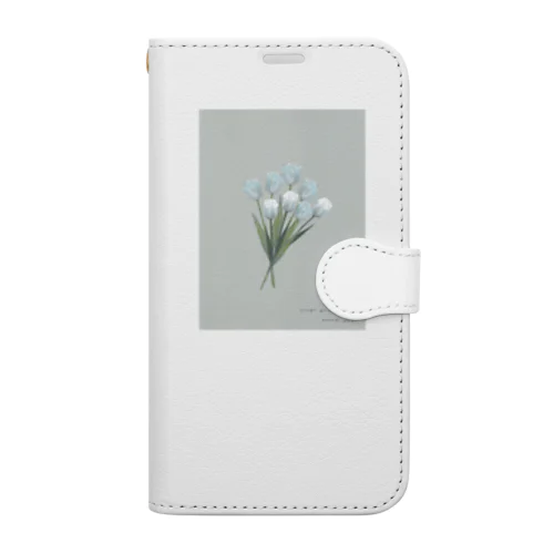 💐 mint green gray × white gray blue . Book-Style Smartphone Case