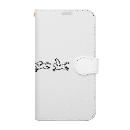 猫の天使　羽ばたいて飛ぶアニメ Book-Style Smartphone Case