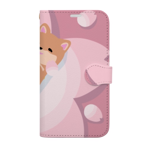 柴犬×桜 Book-Style Smartphone Case