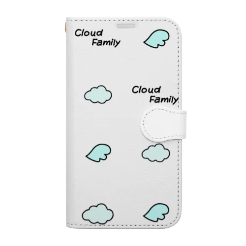 CloudFamily手帳型スマホケース白 Book-Style Smartphone Case