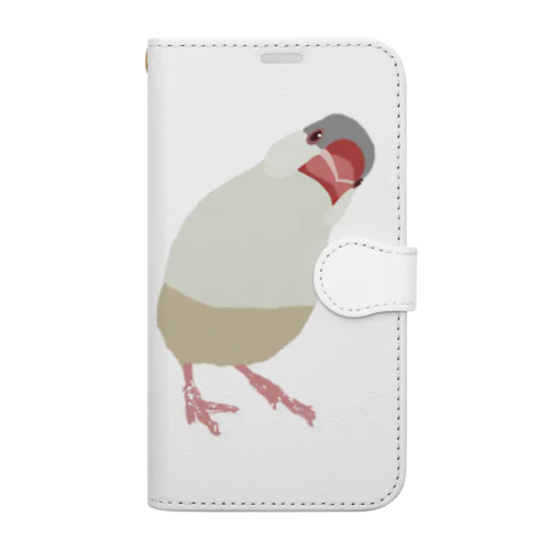 クリームイノ文鳥 Book-Style Smartphone Case