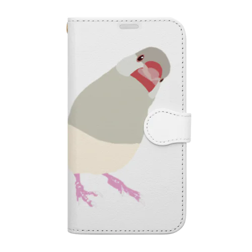 クリームイノ文鳥② Book-Style Smartphone Case