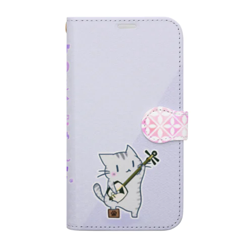 ひのもとにゃんこ®️ 三味線 / 桃藤 Book-Style Smartphone Case