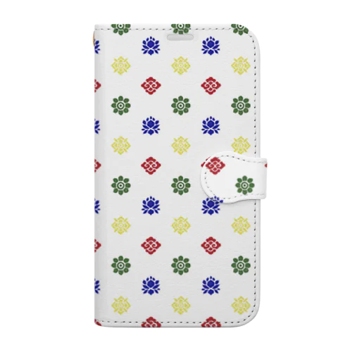 チベット文様（ドット柄 / タルチョー5色） Book-Style Smartphone Case