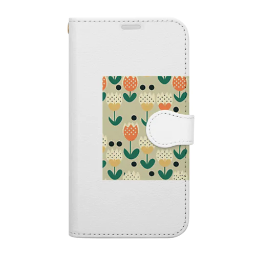 レトロドットチューリップ Book-Style Smartphone Case