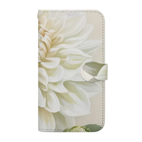 美しさ溢れる白いダリア Book-Style Smartphone Case