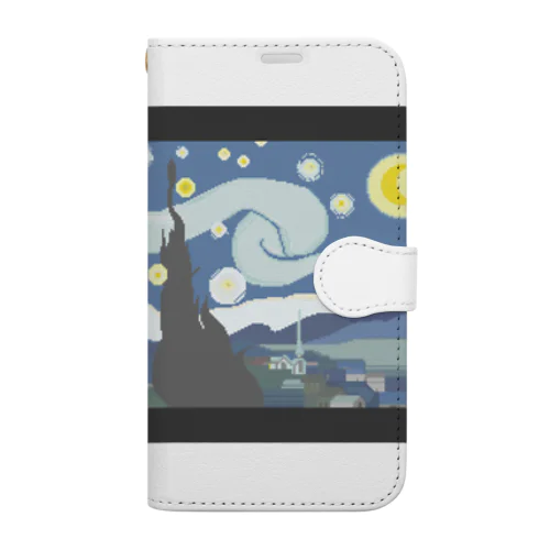 ドット絵星月夜 手帳型スマホケース