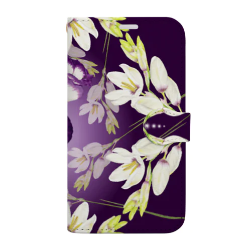 花曼荼羅💜クラウンチャクラ Book-Style Smartphone Case