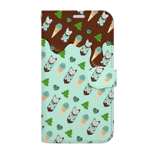 狐玉(チョコミント柄) Book-Style Smartphone Case