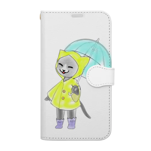 雨も楽しい 手帳型スマホケース