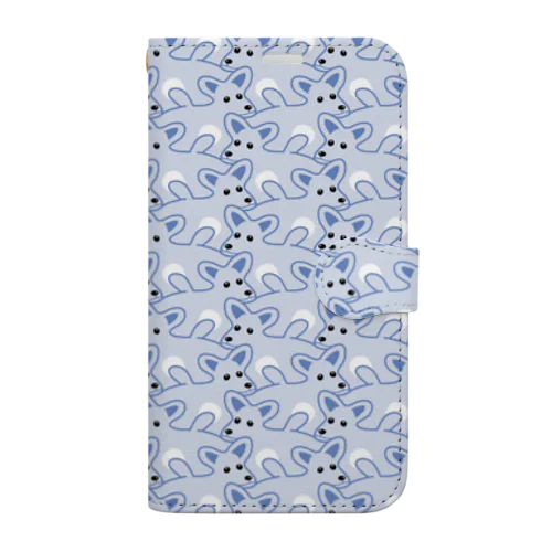 楽しい犬の模様２（青） Book-Style Smartphone Case