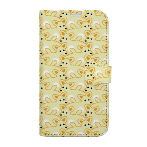 楽しい犬の模様２（黄） Book-Style Smartphone Case