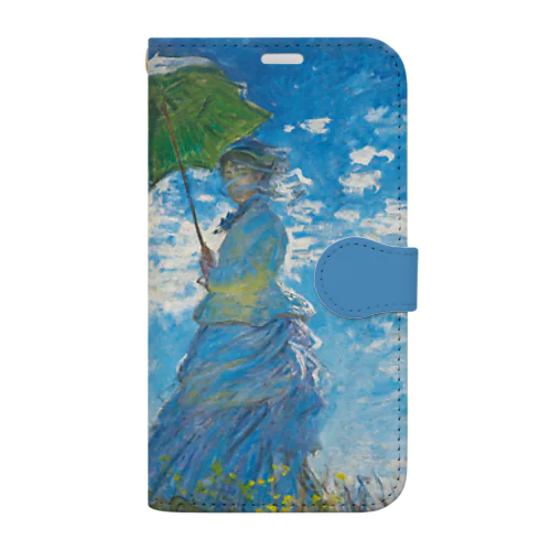 モネ 散歩、日傘をさす女性 手帳型スマホケース 人気おしゃれ絵画iPhoneケース Book-Style Smartphone Case