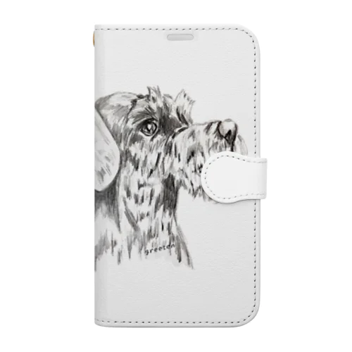 シュナウザー　テリアアート犬 Book-Style Smartphone Case