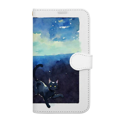 黒猫と宇宙 Book-Style Smartphone Case