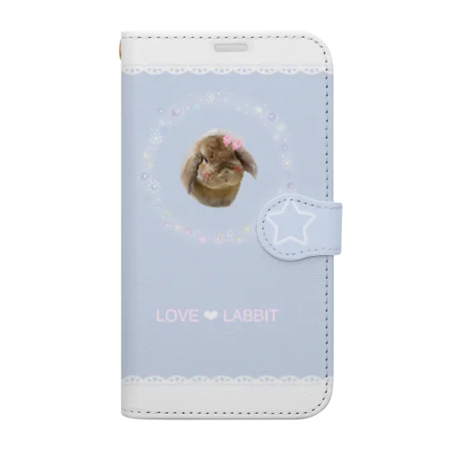 lovely パンチ ペールブルー Book-Style Smartphone Case