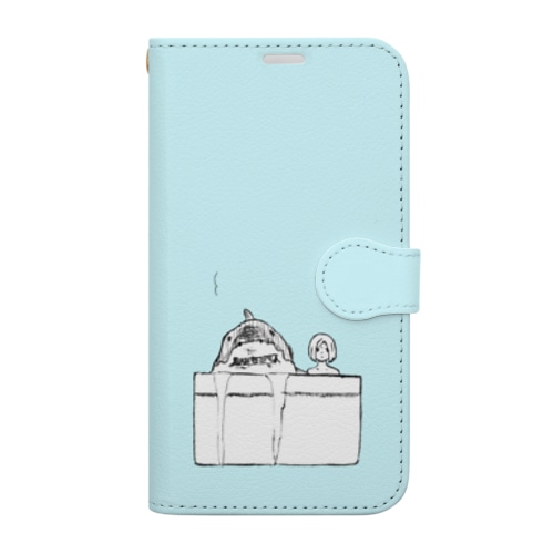 短歌スマホケース　浴槽に鮫 Book-Style Smartphone Case
