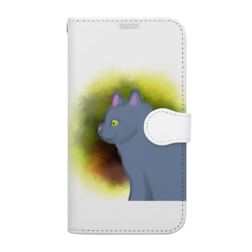 グレーの猫 Book-Style Smartphone Case