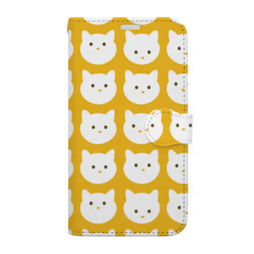 Dot Cat Daily_手帳型スマホケース（イエロー） Book-Style Smartphone Case