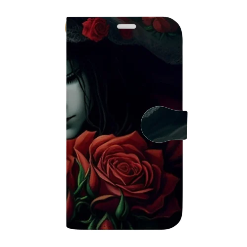 赤い薔薇の休息 Book-Style Smartphone Case