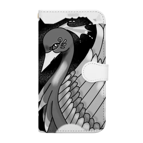 不死鳥アート　モノクロ Book-Style Smartphone Case