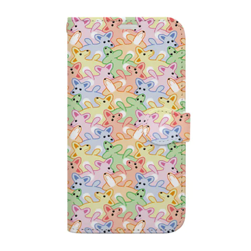 楽しい犬の模様３（多色） Book-Style Smartphone Case