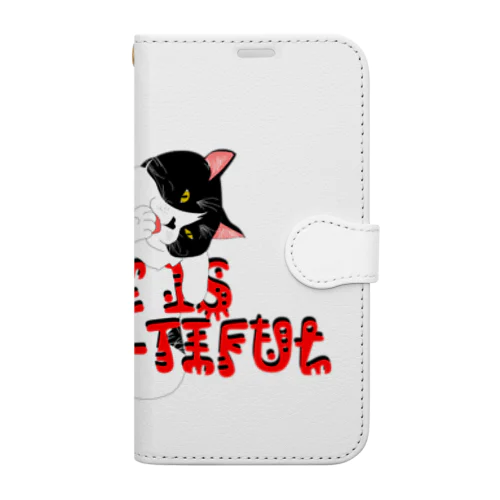 LIFE IS MEOW-TIFUL（黒ラインロゴ） Book-Style Smartphone Case