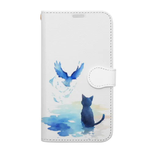 黒猫と青い鳥 Book-Style Smartphone Case