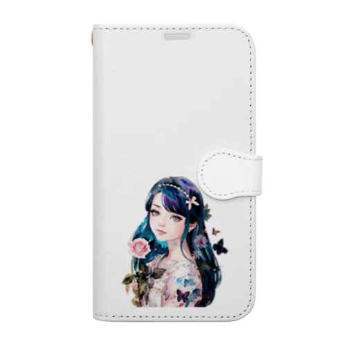 花と蝶のプリンセスガール Book-Style Smartphone Case