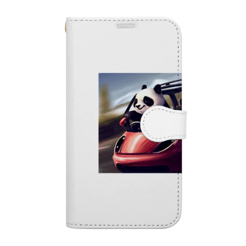 Panda driving a car（車を運転するパンダ） Book-Style Smartphone Case